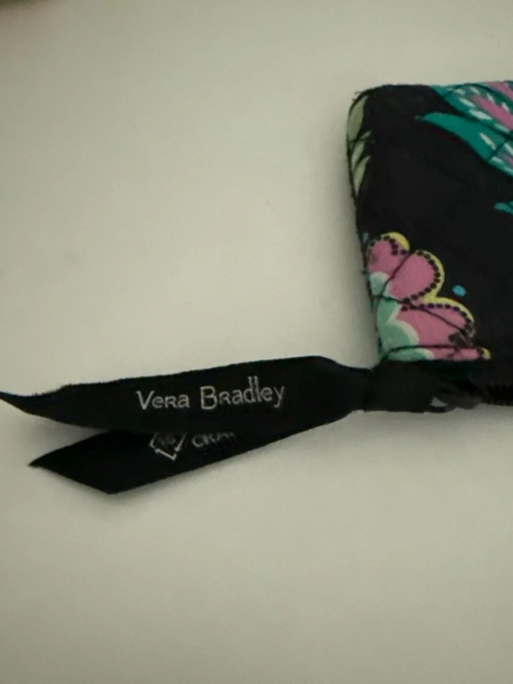 Vera Bradley Black Teal Floral Dragonfly ID Badge Holder with Key Ring